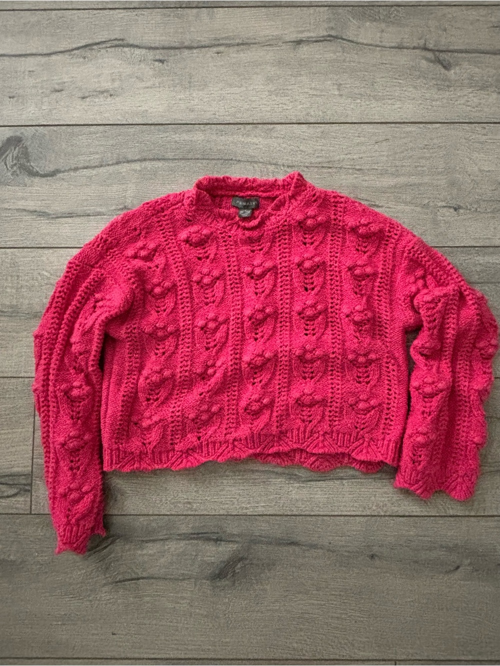 Primark Hot Pink Cable & Bobble Knit Crew Sweater